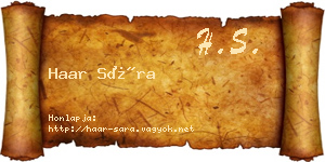 Haar Sára névjegykártya